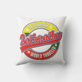 ミャンマーバックパッカーワールドトラベラーロゴ クッション (裏面)