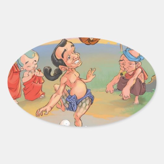 ミャンマー伝統的なChinlone 楕円形シール (正面)