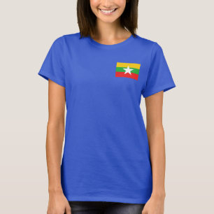 ミャンマー国旗と地図dk Tシャツ