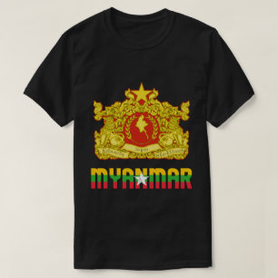 ミャンマー国旗と愛国のコート Tシャツ