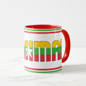 ミャンマー国旗と愛国的なコーヒー マグカップ (正面右)