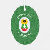 ミャンマー国旗のエンジェルクリスマスパーソナライズされた メタルオーナメント (正面左)