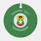 ミャンマー国旗のエンジェルクリスマスパーソナライズされた メタルオーナメント (正面)
