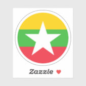 ミャンマー国旗の丸いシール シール (シート)