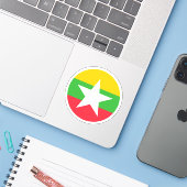 ミャンマー国旗の丸いシール シール (ノートパソコンとiPhone)