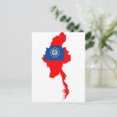 ミャンマー国旗の地図 ポストカード (スタンド正面)