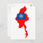 ミャンマー国旗の地図 ポストカード (正面/裏面)