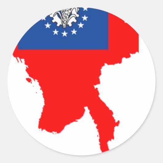 ミャンマー国旗の地図 ラウンドシール (正面)