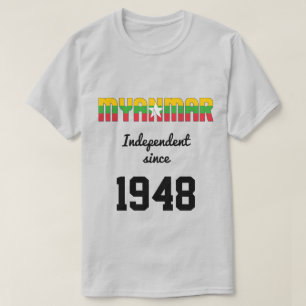 ミャンマー国旗の独立性お祝い Tシャツ