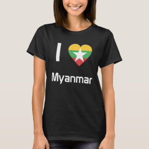 ミャンマー国旗の男性・女性用お土産1 Tシャツ