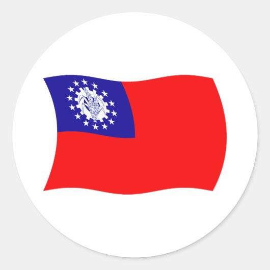 ミャンマー国旗ステッカー ラウンドシール (正面)