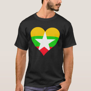ミャンマー国旗ハートミャンマーラブミャンマー Tシャツ