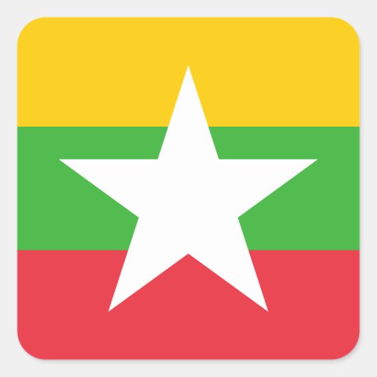ミャンマー国旗 スクエアシール (正面)