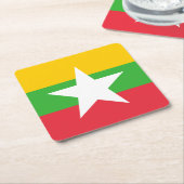 ミャンマー国旗 スクエアペーパーコースター (アングル)