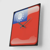 ミャンマー国旗 スクエア壁時計 (傾斜)