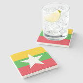 ミャンマー国旗 ストーンコースター (横)