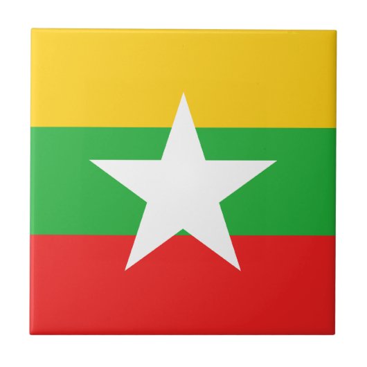 ミャンマー国旗 セラミックタイル (正面)