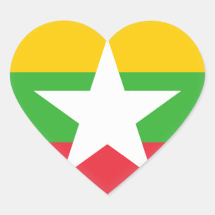 ミャンマー国旗 ハートシール