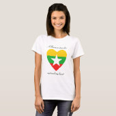 ミャンマー国旗 ハートTシャツ Tシャツ (正面フル)