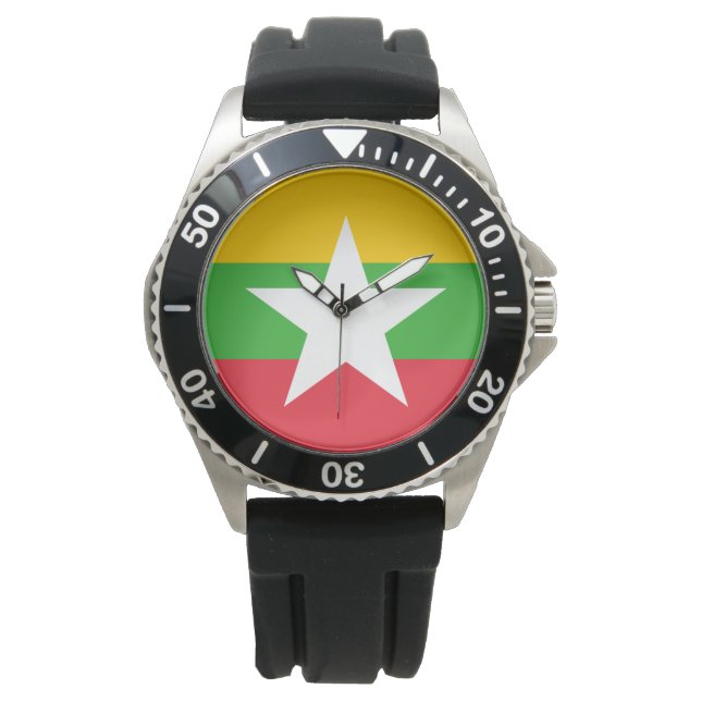 ミャンマー国旗（ビルマ） 腕時計 (正面)