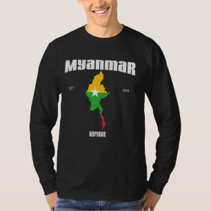 ミャンマー国旗、ミャンマーの地図、ビルマの国家の日20 Tシャツ