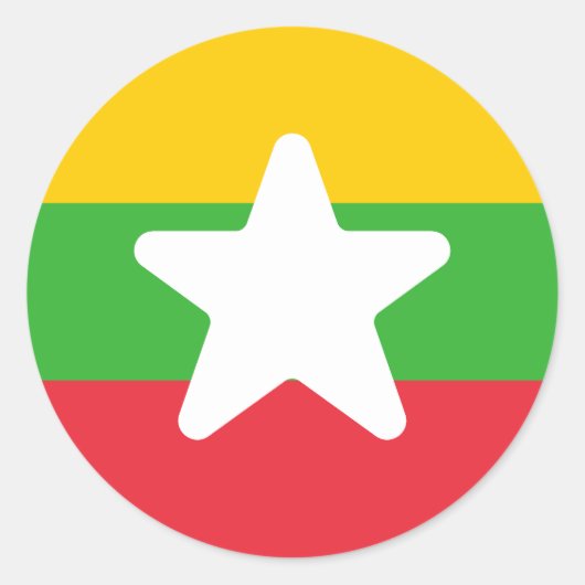 ミャンマー国旗 ラウンドシール (正面)