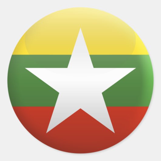 ミャンマー国旗 ラウンドシール (正面)
