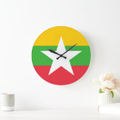 ミャンマー国旗 ラージ壁時計 (ホーム)