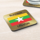 ミャンマー国旗+文字コースター コースター (左側)