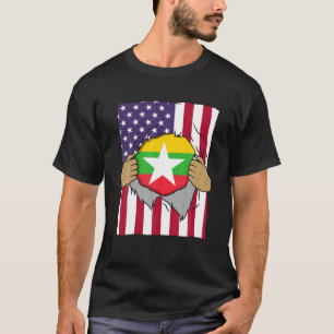 ミャンマー国旗Inside Meホームプライドビルマ系アメリカ Tシャツ