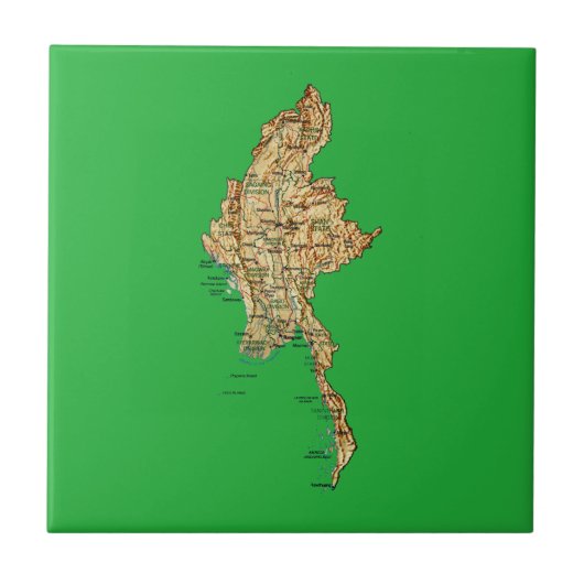 ミャンマー地図タイル タイル (正面)