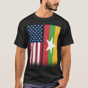 ミャンマー米国旗誇りを持ったUSAミャンマー Tシャツ