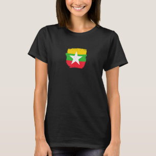 ミャンマー誇りを持ったミャンマー国旗 Tシャツ