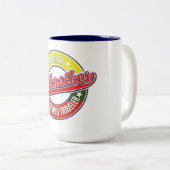 ミャンマー バックパッカー 世界旅行者 ロゴ ツートーンマグカップ (正面右)