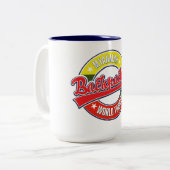 ミャンマー バックパッカー 世界旅行者 ロゴ ツートーンマグカップ (正面左)