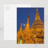 ミャンマー、夜の首長塔 ポストカード (正面/裏面)