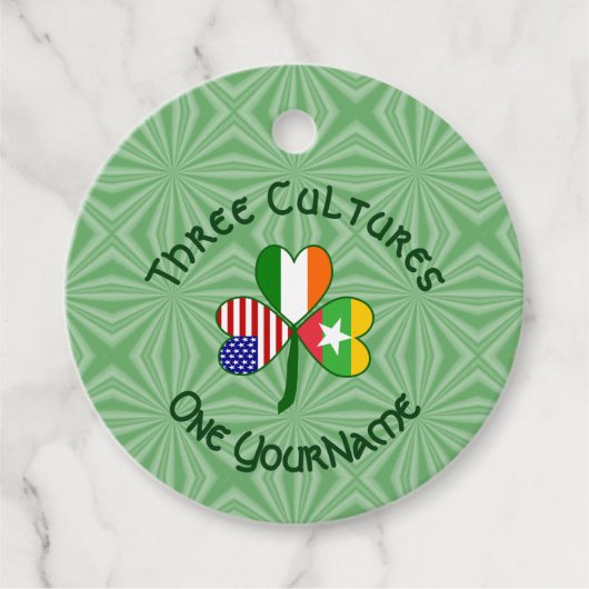 ミャンマーIrish USAシャムロックパーソナライズされた国旗 フェイバータグ (正面)