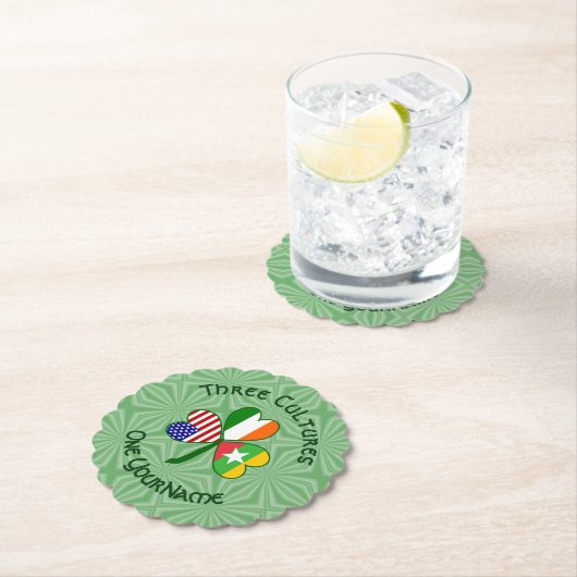 ミャンマーIrish USAシャムロックパーソナライズされた国旗 ペーパーコースター (インサイチュ)
