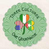 ミャンマーIrish USAシャムロックパーソナライズされた国旗 ペーパーコースター (正面)