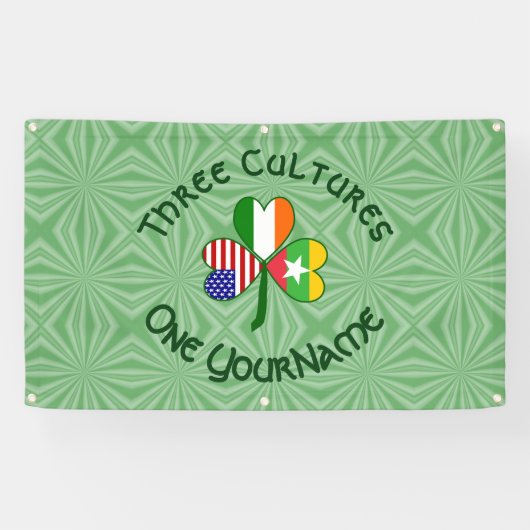 ミャンマーIrish USAシャムロックパーソナライズされた国旗 横断幕 (横)