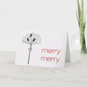 ミヤマガラスおよびヒイラギのカスタムなクリスマスのホリデーカード シーズンカード (正面)