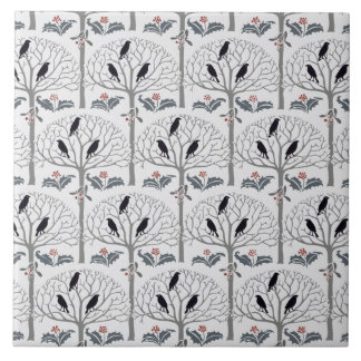 ミヤマガラスおよびヒイラギパターンクリスマスの芸術のタイルTrivet タイル