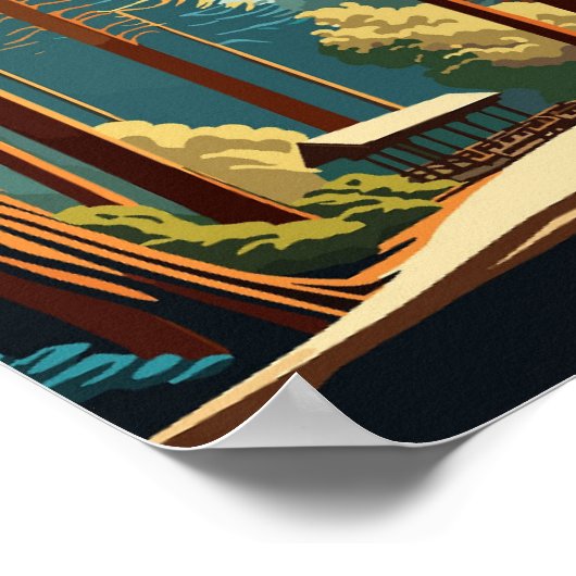 ミュアウッズカリフォルニアヴィンテージ旅行イラストレーション ポスター (角)