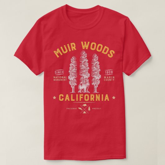 ミュアウッズナショナルモニュメントカリフォルニアレッドウッドパ Tシャツ (デザイン正面)