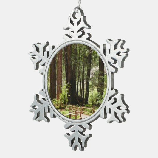 ミュアウッズPath I自然写真 スノーフレークピューターオーナメント (右)