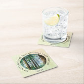 ミュア引用文ウォーターカラーフォレスト スクエアペーパーコースター (インサイチュ)