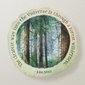 ミュア引用文ウォーターカラーフォレスト ラウンドクッション (裏面)