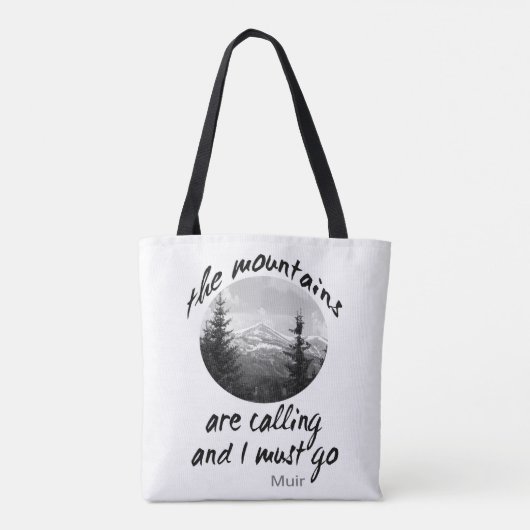 ミュア引用文トートバッグ山々は文字を呼び出している トートバッグ (裏面)