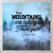 ミュア引用文山々は風景芸術を呼んでいる ポスター (正面)