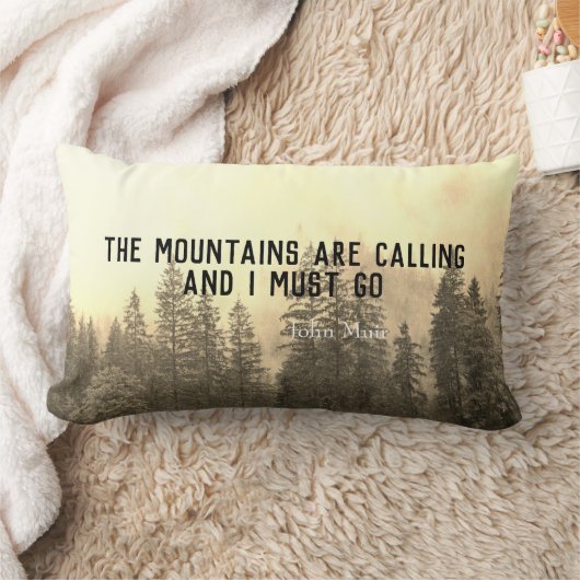 ミュア引用文装飾用クッションマウンテンランドスケープアート ランバークッション (ブランケット)